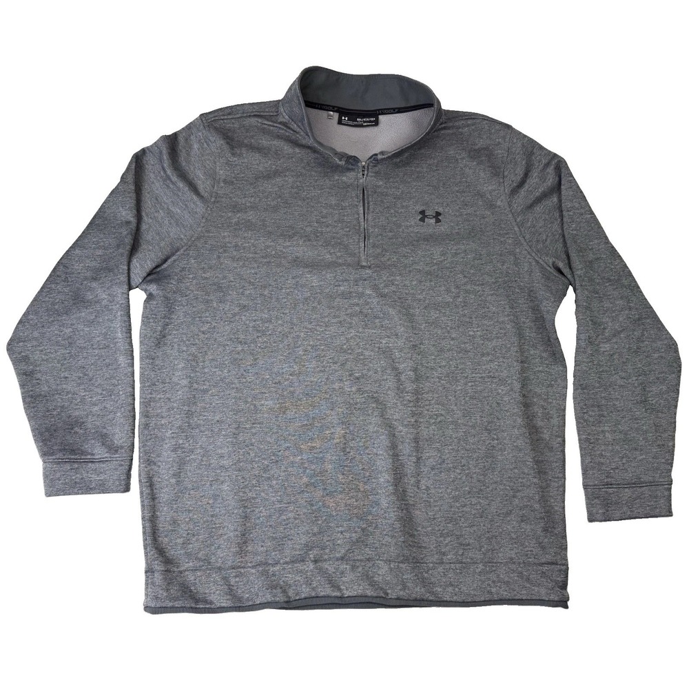 Under Armour Mens ColdGear 1/4 Zip Pullover Charcoal Gray Fleece Lined Loose 3XL